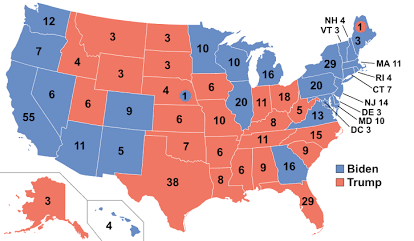 2020 U.S. Presidential Election Electoral College Results. Source: Wikimedia Commons